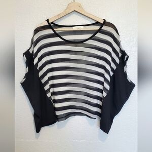 Anthropologie Black and White Striped Blouse